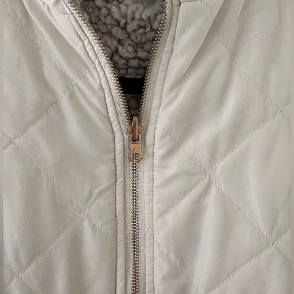 Thread & Supply Quilted Sherpa-Lined Puffer Jacket - Cream
